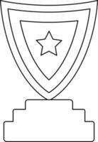 Line art star decorated shield trophy award. vector