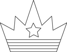 Star decorated black line art crown. vector