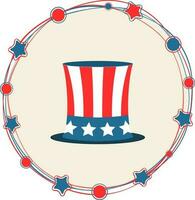 Uncle Sam's Hat in circular frame. vector