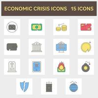 Colorful Set Of Economic Crisis Icons In Flat Style. vector