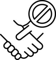 Stop Hand Shake icon in black outline. vector