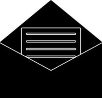 Envelope icon with letter in black for office concept. vector
