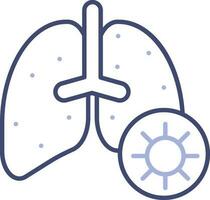 Virus Infection Lungs icon in blue line art. vector