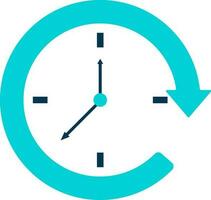 Isolated blue clock in flat style. vector