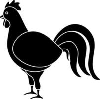 Illustration of cock icon for poultry concept in black style. vector