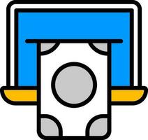 Online Money Transaction or Payment App in Laptop Icon Colorful icon. vector