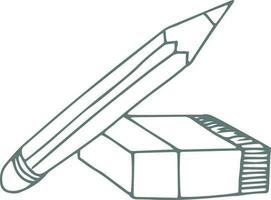 Doodle illustration of pencil and eraser. vector