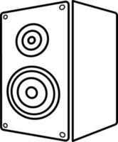 Black line art sound speaker in flat style. vector