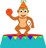 Circus monkey on stage. vector