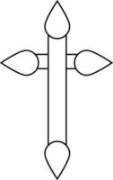 Line art christian cross symbol or icon on background. vector