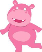 Pink Hippopotamus in dancing pose. vector