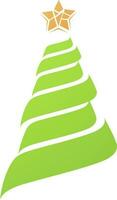 Flat illustration of Christmas tree in green color. vector