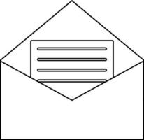 Envelope icon with letter in stroke for office concept. vector