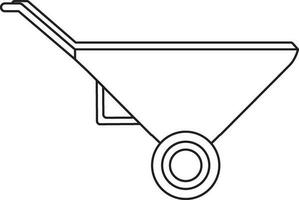 Stroke style of wheelbarrow icon for agriculture. vector