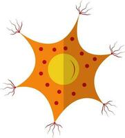 Flat style neuron in orange color. vector