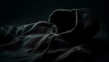 Dark elegance hooded silk jacket in monochrome generated by AI photo