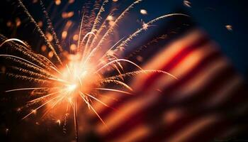 explosivo fuegos artificiales encender patriótico celebracion al aire libre a oscuridad generado por ai foto