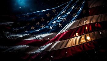 Stars and stripes wave in patriotic celebration generated by AI photo