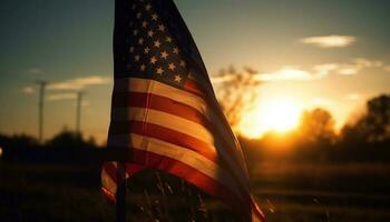 americano bandera rayas simbolizar libertad en naturaleza belleza generado por ai foto