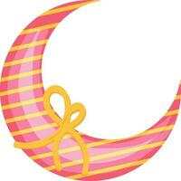 Glossy 3D crescent moon with ribbon. vector