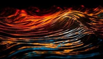Glowing gold spiral, wet with vibrant colors generated by AI photo