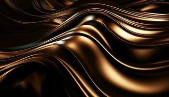 Smooth wave pattern on shiny metallic backdrop generated by AI photo