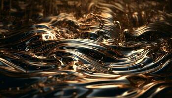 Shiny metallic wave pattern reflects futuristic technology generated by AI photo