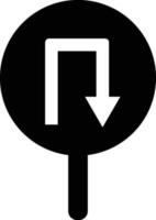 U-turn sign or icon on black color board. vector