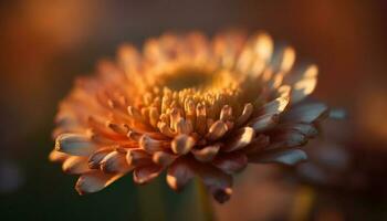 Vibrant pink chrysanthemum in soft focus beauty generated by AI photo