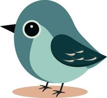 Isolated Cute Bird Icon In Teal Color. vector