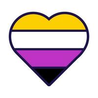 Outline Flag Heart Nonbinary Pride Icon vector