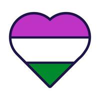 contorno bandera corazón género queer orgullo icono vector