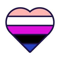 Outline Flag Heart Genderfluid Pride Icon vector