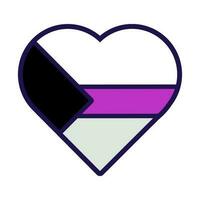 Outline Flag Heart Demisexual Pride Icon vector