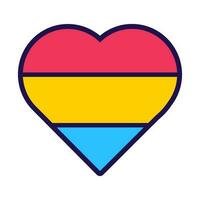 contorno bandera corazón pansexual orgullo icono vector