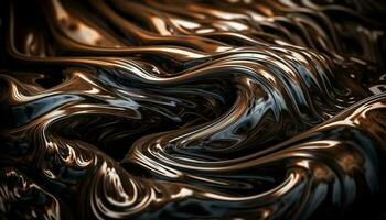 Smooth chocolate waves flowing on textured backdrop generated by AI photo