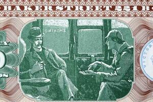 Sherlock Holmes and Dr. Watson on the train from money photo