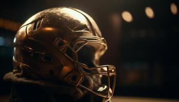 Men sports helmet shines in night championship game generated by AI photo