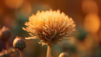 Single daisy, dry and fragile, backlit beauty generated by AI photo