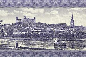 Bratislava, Vah River and Bratislava Castle from money photo