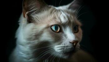 mullido gatito curioso, cerca arriba retrato de belleza generado por ai foto