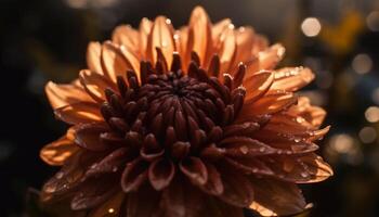 Vibrant chrysanthemum in formal garden, abstract beauty generated by AI photo