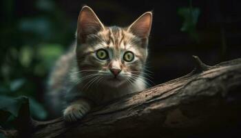 Cute kitten staring, playful and curious generated by AI photo