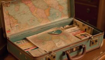 Antique luggage collection, a journey through time generated by AI photo