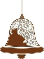 Hanging ring bell icon in brown color. vector