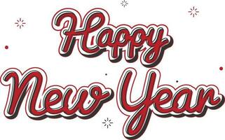 Red Happy New Year Font On White Background. vector