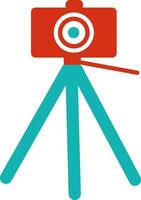 Video camera icon with stand for cinematography concept. vector