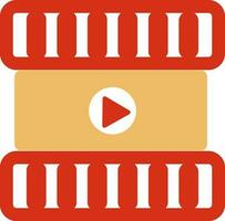 Red and yellow icon of video player for movie and entertainment. vector