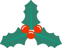 Green and red icon of Christmas holly berry. vector