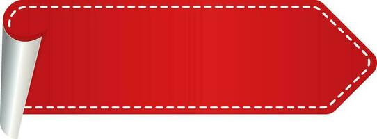 Blank Paper Curl Tag Element In Red And Silver Color. vector